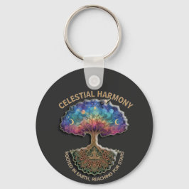 Celestial Harmony Tree - Cosmic Meditation Mandala Schlüsselanhänger