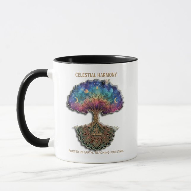 Celestial Harmony Tree | Cosmic Meditation Mandala Tasse (Links)