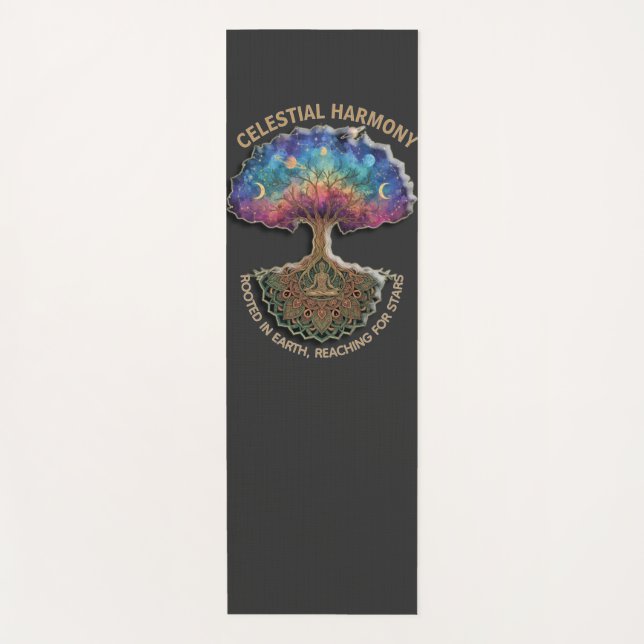 Celestial Harmony Tree | Cosmic Meditation Mandala Yogamatte (Vorderseite)