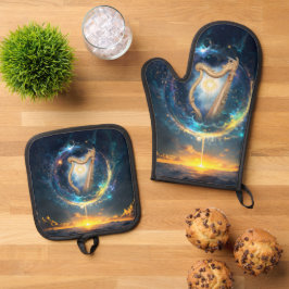 Celestial Harp of the Moonbound Skies.  Ofenhandschuh & Topflappen-Set