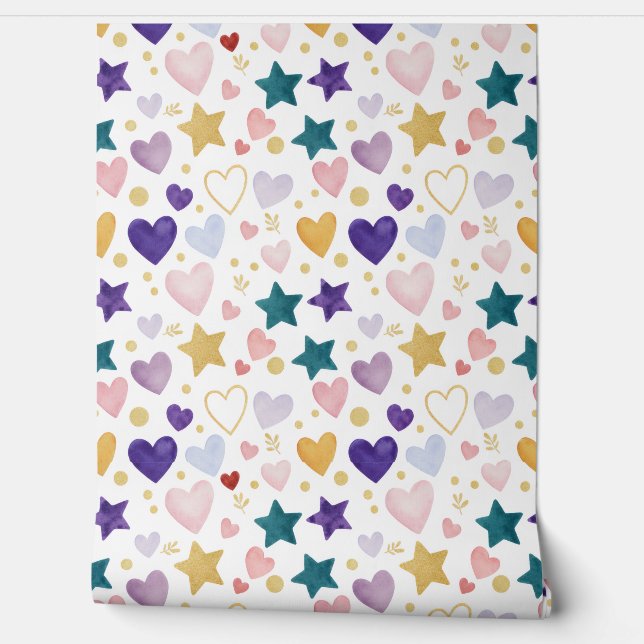 Celestial Hearts & Stars Tapete (Abrollen)