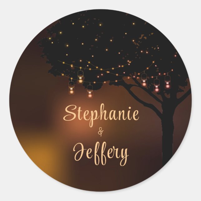 Celestial Herbst Night Light Wedding Runder Aufkleber (Vorderseite)