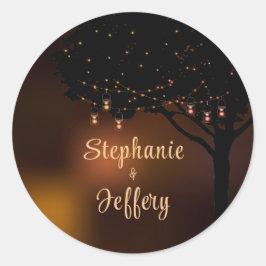 Celestial Herbst Night Light Wedding Runder Aufkleber