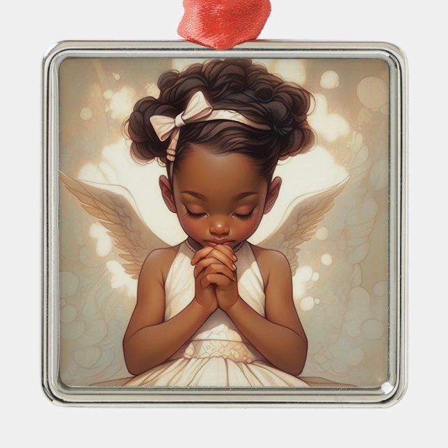 Celestial Holiday Wonder Black Angel Ornament Aus Metall (Vorne)