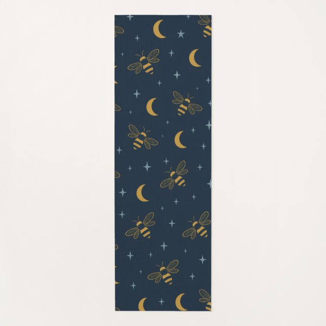 Celestial Honeybee Yoga Mat – Moon & Stars Pattern Yogamatte (Vorderseite)