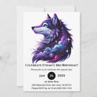 Celestial Howl Wolf Birthday Einladung