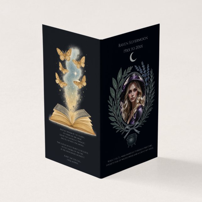 Celestial Indigo Pagan Witch Beerdigung Programm (Vorderseite)
