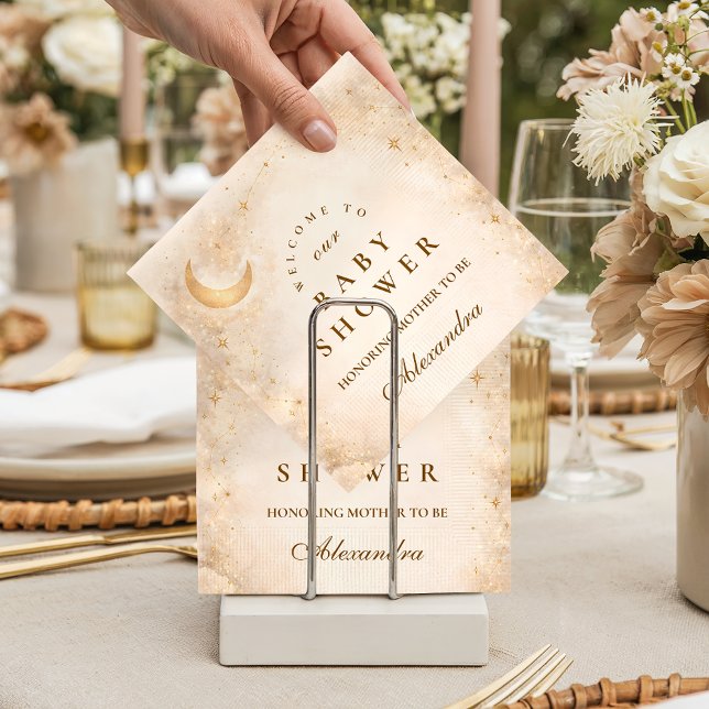 Celestial Ivory Gold Baby Shower Serviette (Von Creator hochgeladen)