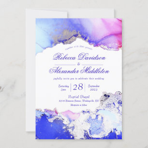 Celestial Jewel Tones Ink Wash Wedding Einladung