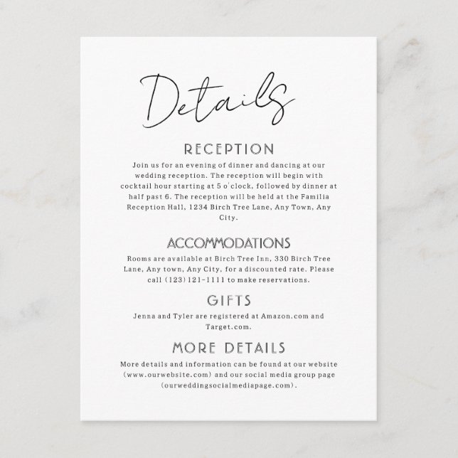 Celestial Large Wedding Enclosure Card Begleitkarte (Vorderseite)