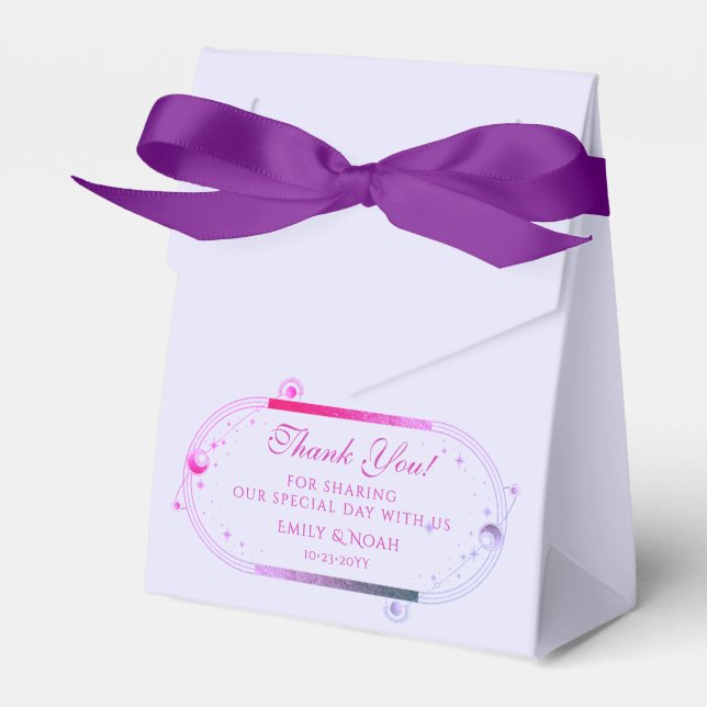 Celestial Lavender Pink Sun Moon Stars Hochzeit Geschenkschachtel (Vorderseite)