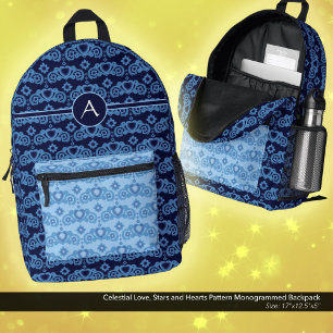 Celestial Liebe Stars Herz Muster Mit Monogramm Bedruckter Rucksack