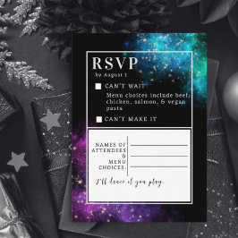 Celestial Lila Aquamarine Nebula Stars Hochzeit RS Mitteilungskarte