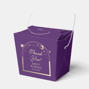 Celestial Lila Gold Sun Moon Stars Hochzeit Geschenkschachtel