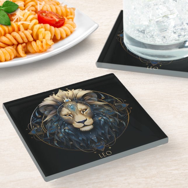 Celestial Lion Zodiac Symbol Sun Sign Name Leo Glasuntersetzer (Von Creator hochgeladen)