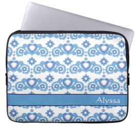 Celestial Love Stars Hearts White Pattern Name Laptopschutzhülle