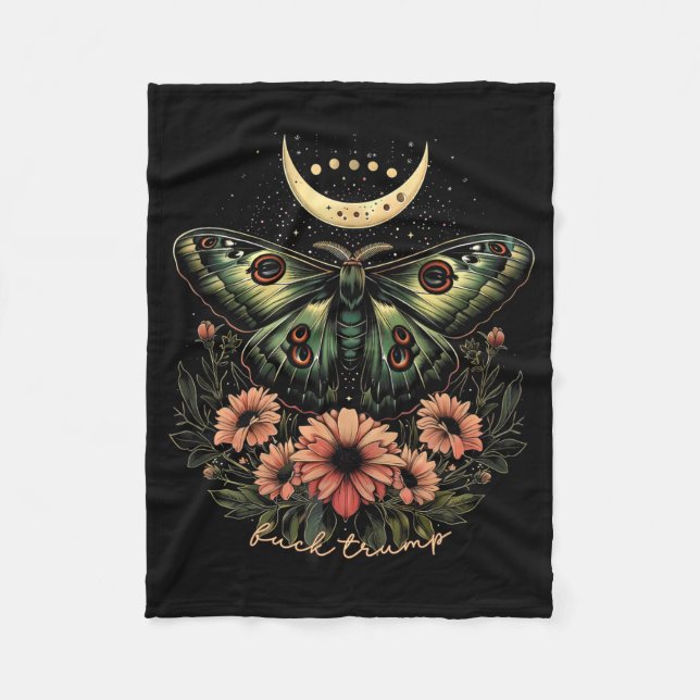 Celestial Luna Moth Subtle Anti Trump Fleecedecke (Vorderseite)