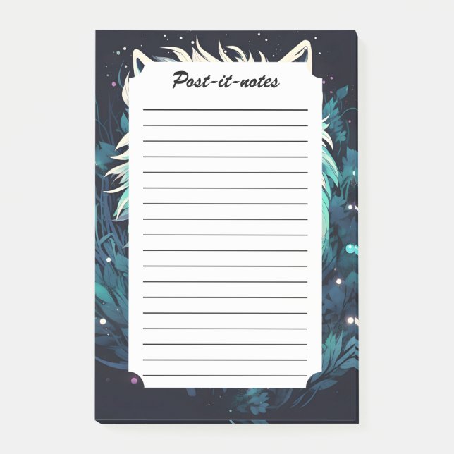 Celestial Lunar Wild Wolf Post-it Klebezettel (Vorderseite)