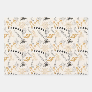 Celestial Magic Witchy Gold Grau & Blue Geschenkpapier Set