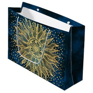 Celestial Mandala Boho Gold Sun Große Geschenktüte