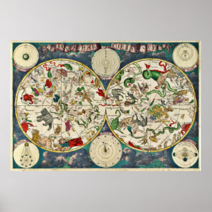 Celestial Map aus dem 17. Jahrhundert Poster