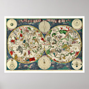 Celestial Map aus dem 17. Jahrhundert Poster