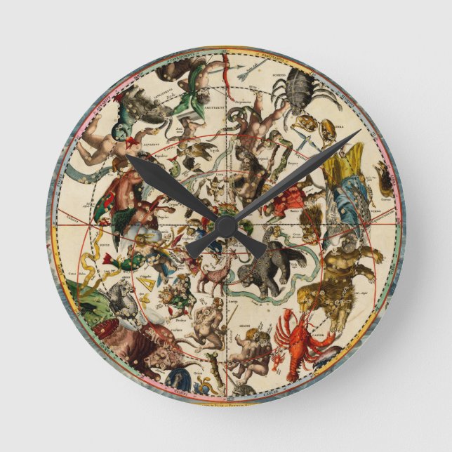 Celestial Map Wall Clock Runde Wanduhr (Vorderseite)