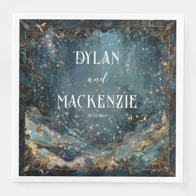 Celestial Marble Galaxy Wedding Napkins Serviette (Vorderseite)