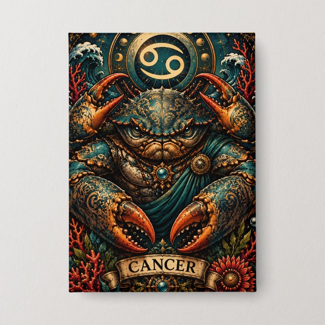  Celestial Masculine Zodiac Cancer design Button (Vorderseite)