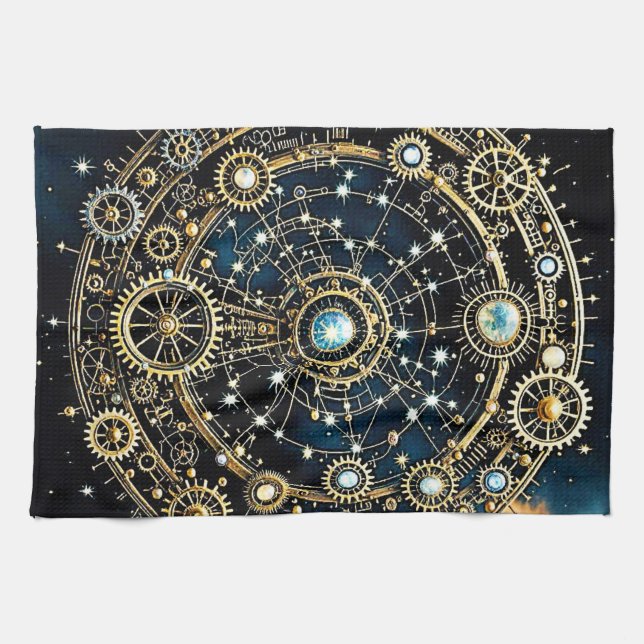 Celestial Mechanism Kosmische Kunst Geschirrtuch (Horizontal)