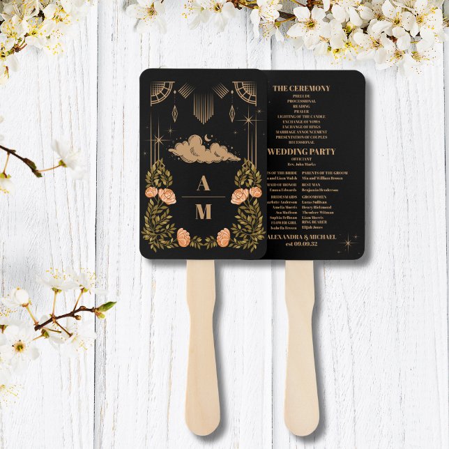 Celestial Midnight Black Stars Wedding Fächer (Von Creator hochgeladen)