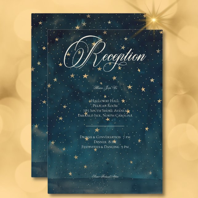 Celestial Midnight Blue Crescent Moon Empfang Begleitkarte (Celestial Midnight Blue Crescent Moon Reception Enclosure Card)