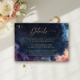 Celestial Midnight Blue Elegante Wedding Details Begleitkarte