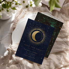 Celestial Midnight Blue Stars Foto Save the Date Einladung