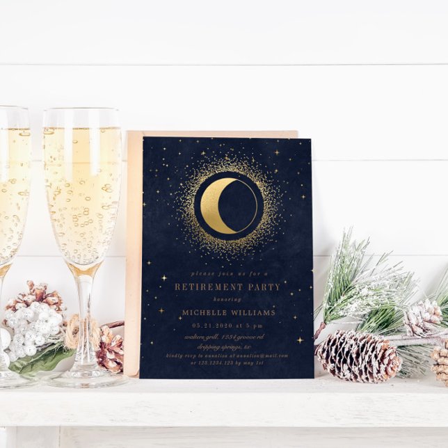 Celestial Midnight Blue Stars Retirement Party Einladung (Von Creator hochgeladen)