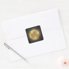 Celestial Midnight Gold Moon Save the Date Quadratischer Aufkleber