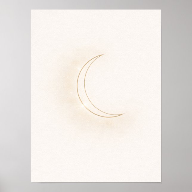 Celestial Minimal Moon Wall Art – Beige Crescent Poster (Vorne)