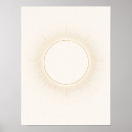 Celestial Minimal Sun Wall Art – Neutral Beige Poster