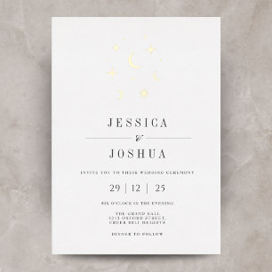 Celestial Minimalistisch Star Moon Elegante Folieneinladung