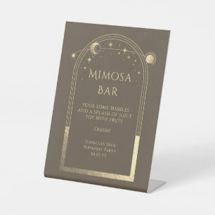 Celestial Mocha Gold Mimosa Bar Sun Moon Stars Sockelschild