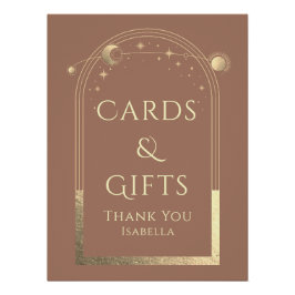 Celestial Mocha Gold Sun Moon Karten und Geschenke Poster