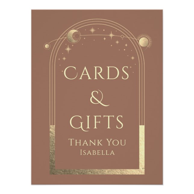 Celestial Mocha Gold Sun Moon Karten und Geschenke Poster (Vorderseite)