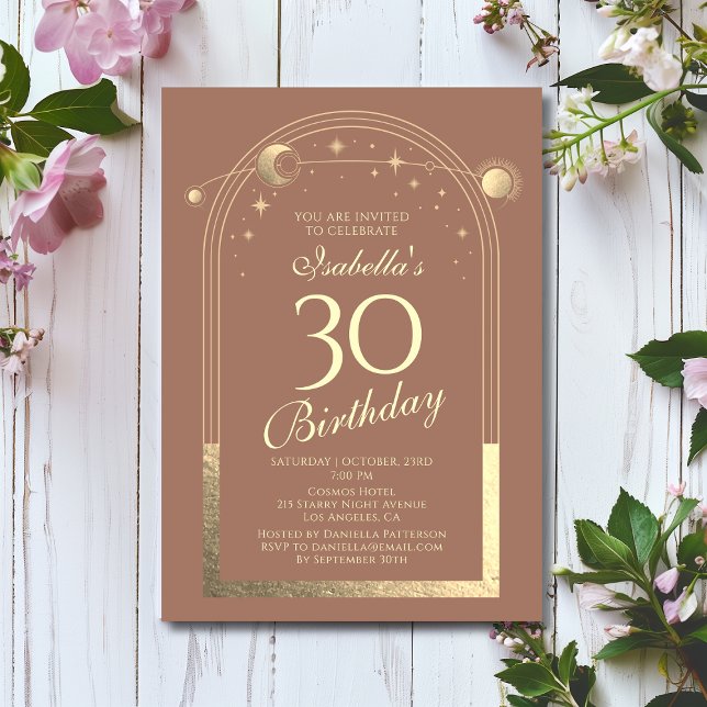 Celestial Mocha Gold Sun Moon Stars 30. Einladung (Von Creator hochgeladen)