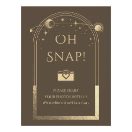 Celestial Mocha Gold Sun Moon Stars Oh Snap Poster