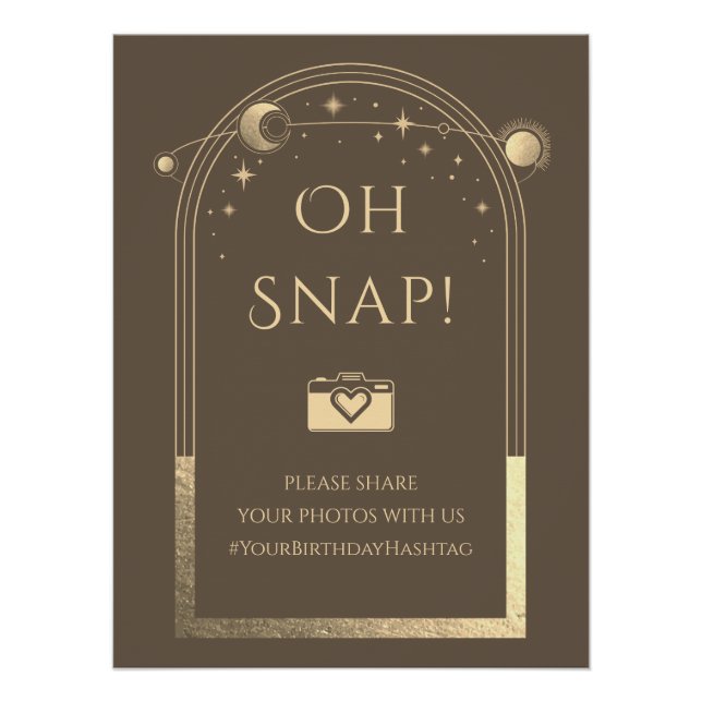 Celestial Mocha Gold Sun Moon Stars Oh Snap Poster (Vorderseite)