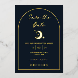 Celestial Moon and Stars Arch Save the Date Folieneinladung