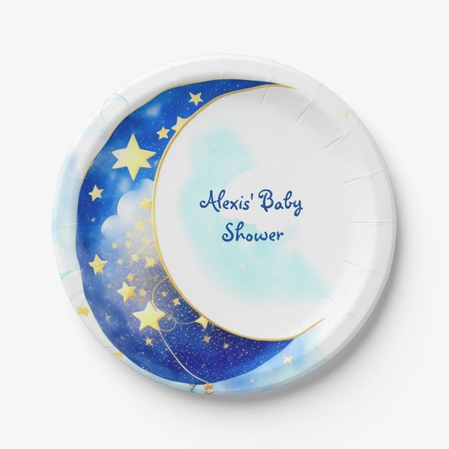 Celestial Moon and Stars Baby Dusche Pappteller (Vorderseite)