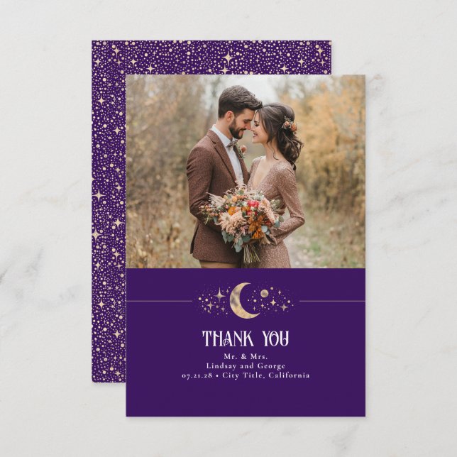 Celestial Moon and Stars Danke Foto (Vorne/Hinten)