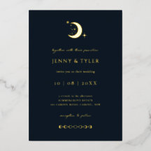Celestial Moon and Stars Einladung zur Hochzeit