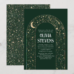 Celestial Moon and Stars Mystical Birthday Einladung